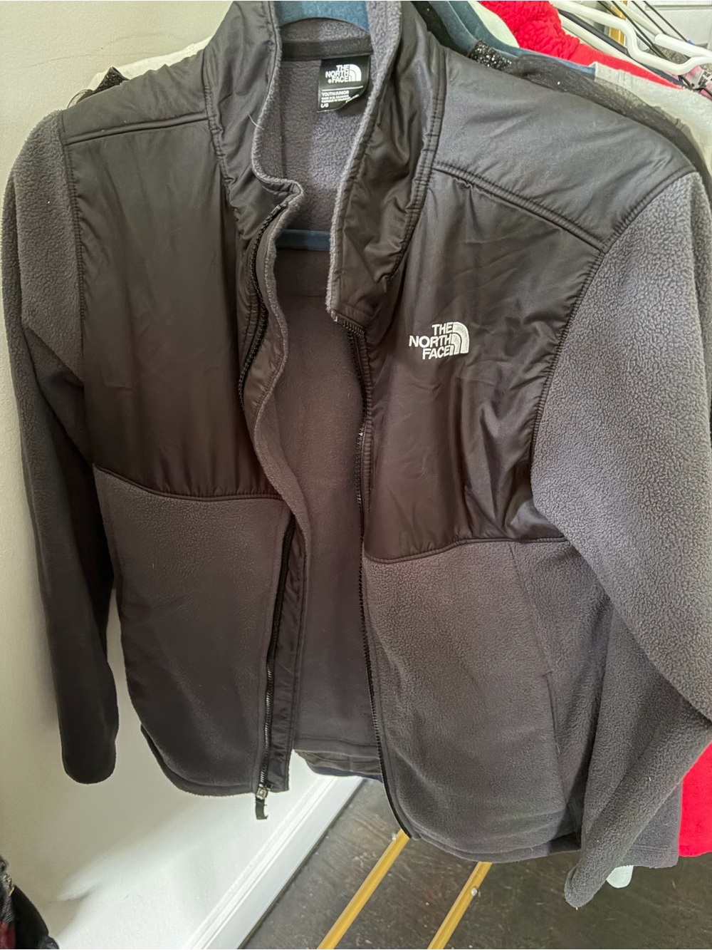 The North Face kids large Charcoal Gray Fleece Jacket